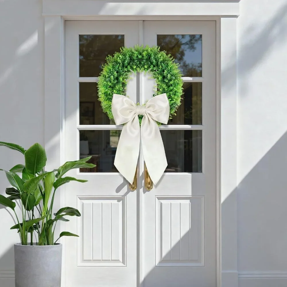 20'' Spring Dark Green Boxwood Wreaths Front Door Door Decor Artificial